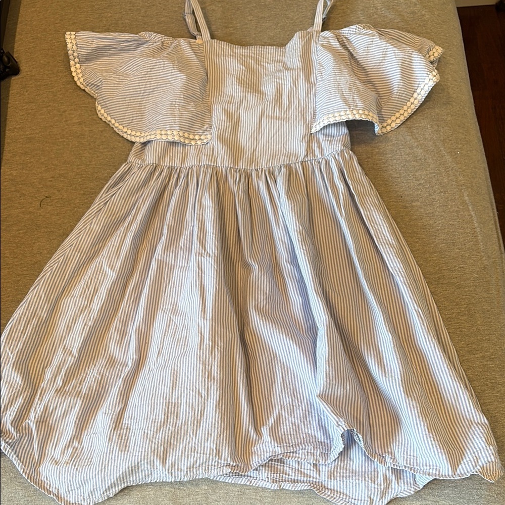 Blue Flutter Sleeve Off the Shoulder Sundress